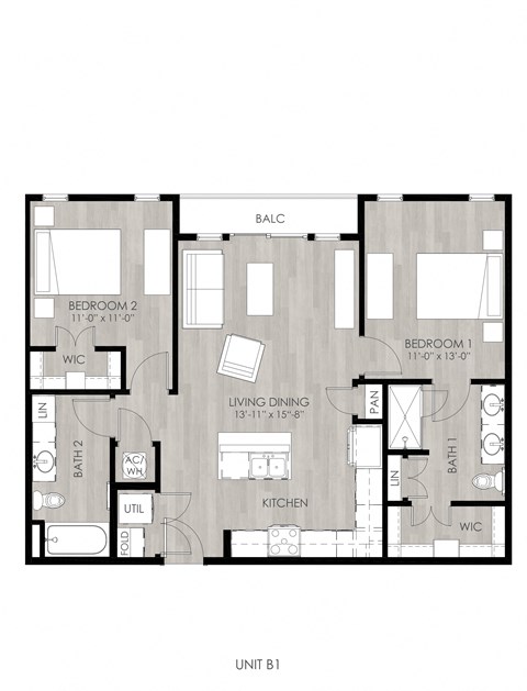 a floor plan of a 1 bedroom floor plan